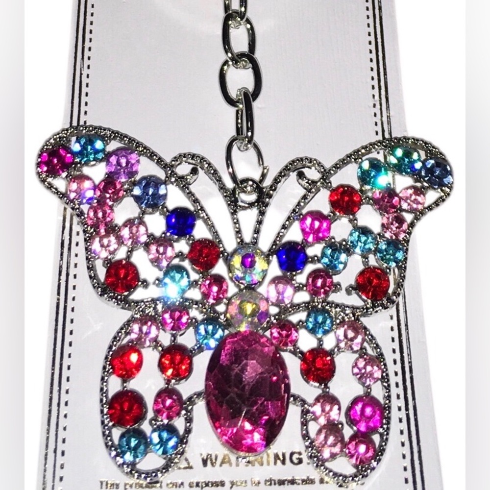 Colorful Rhinestone Butterfly Keychain